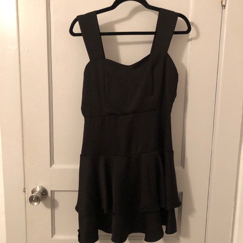 black ruffled dress